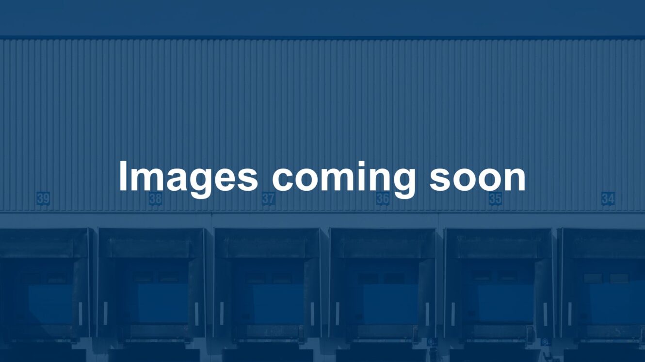 Text Images coming soon displayed over a blurred warehouse loading bay with numbered bays in the background.