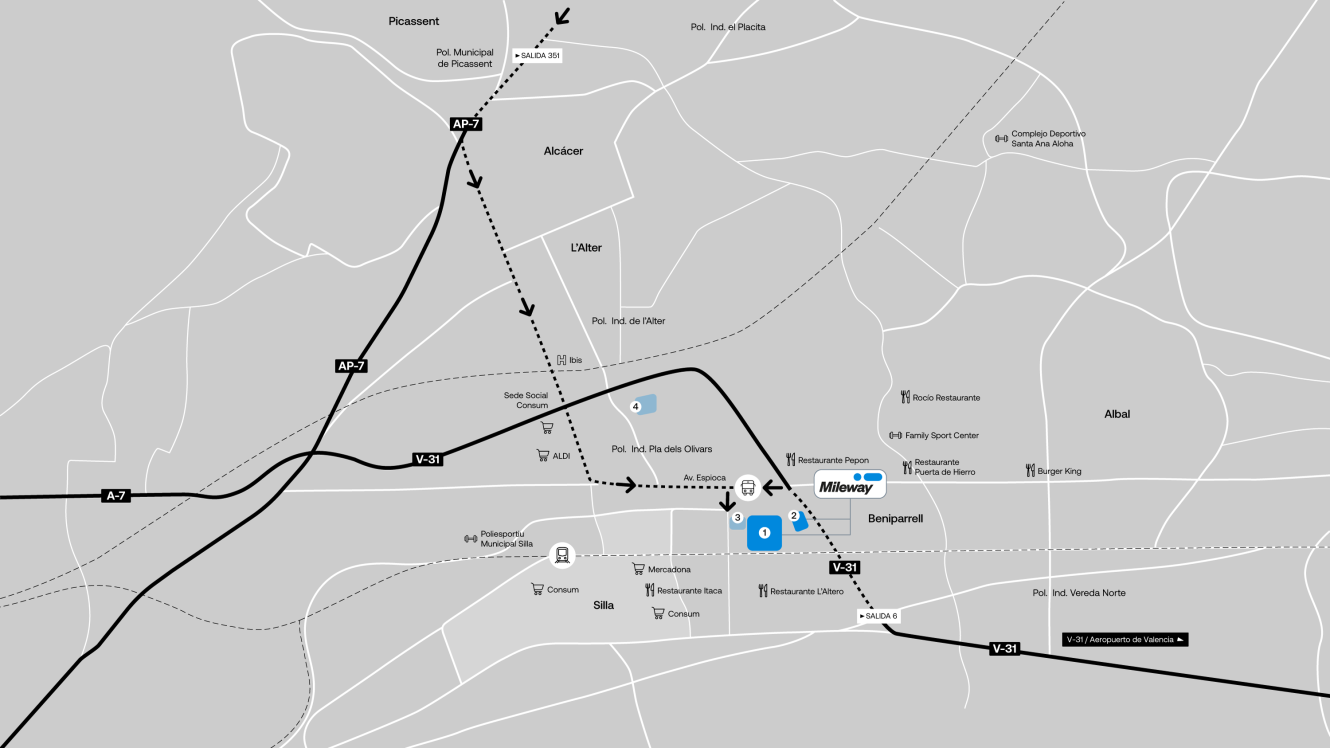 Mapa en blanco y negro que muestra carreteras, ciudades y puntos de interés en los alrededores de Milnovi, con las principales rutas y ubicaciones etiquetadas para orientación.